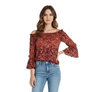 NWT Next Era Off Shoulder Paisley Ruffle Flare Sleeve Boho Top – Size M